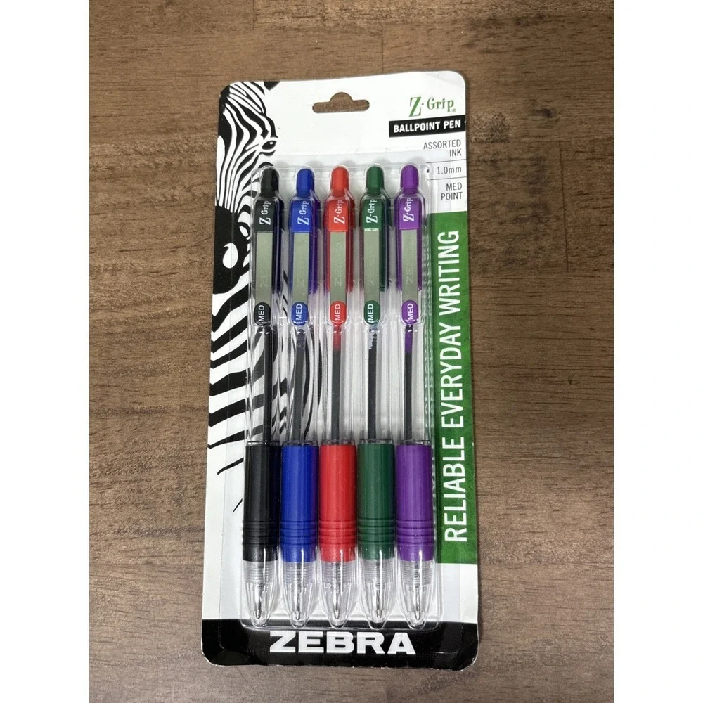 3 Zebra Z Grip Ballpoint Pens Assorted Colors Med Point 1.0mm #22205